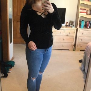 Black velvet top